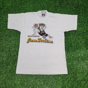 Vintage 90s WVU Basketball Shirt XS/S 17x25 White West-Virginia